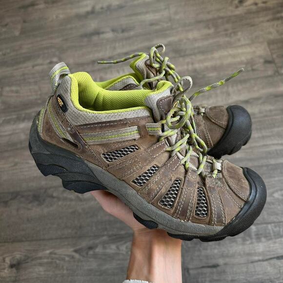 Vintage Brown Green Tactical Rubber Toe Keen Hiking Sporty Trail Shoes - Picture 8 of 8